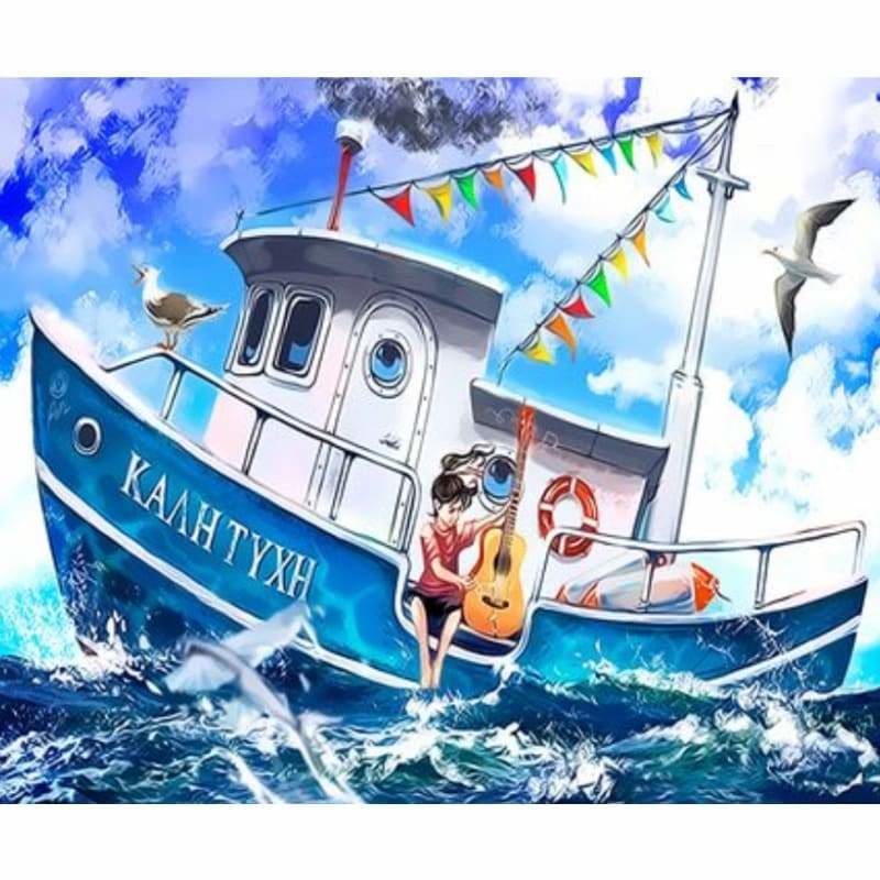 Boat Diy Paint By Numbers Kits ZXQ3099 - NEEDLEWORK KITS