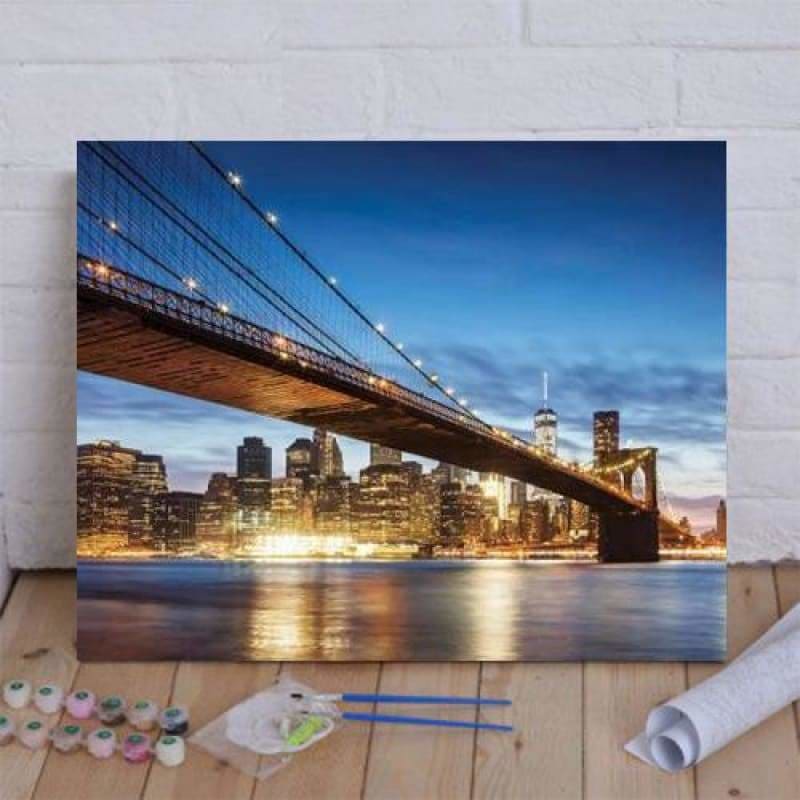 Brooklyn Bridge At Night Paint By Numbers Kit – Paint By Numbers Kits UK