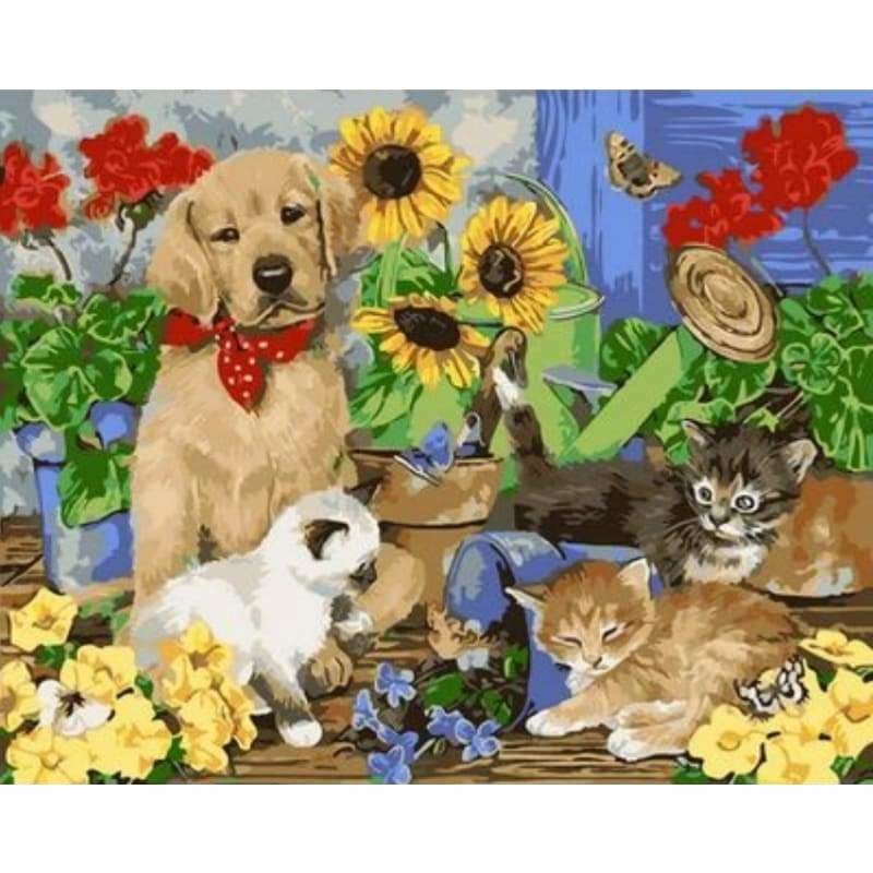 Dog Diy Paint By Numbers Kits ZXQ2551 - NEEDLEWORK KITS