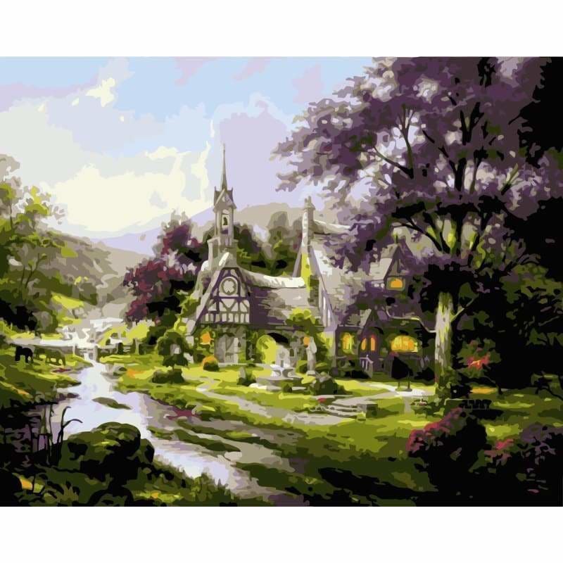 Landscape Cottage Diy Paint By Numbers Kits WM-1322 - NEEDLEWORK KITS