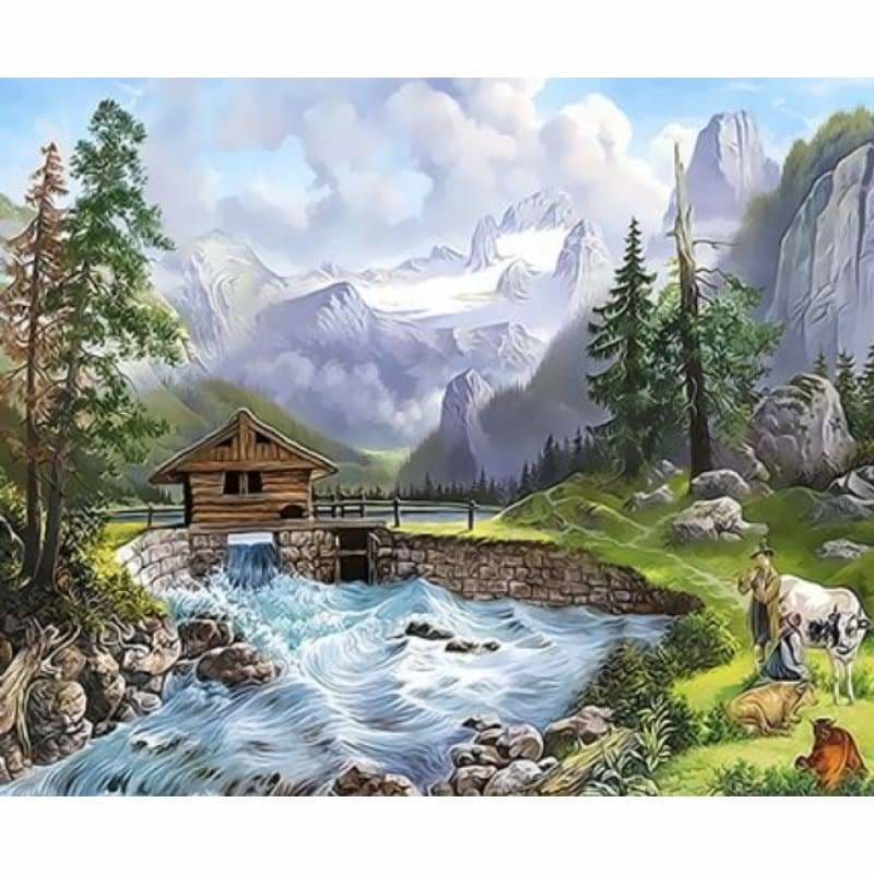 Landscape Cottage Diy Paint By Numbers Kits ZXQ3308 - NEEDLEWORK KITS