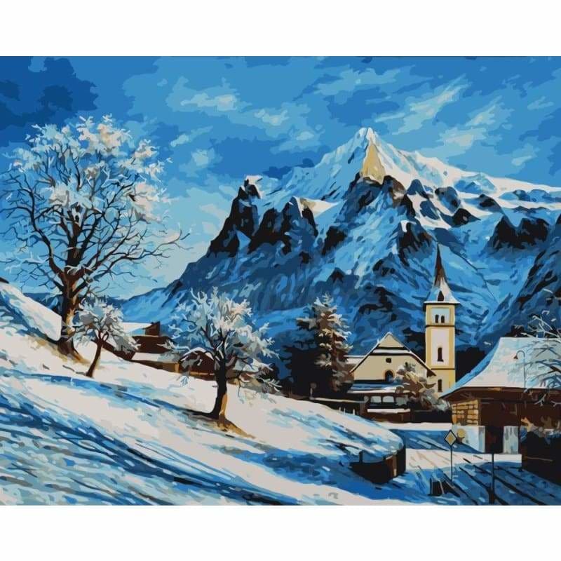 Landscape Mountain cottage Diy Paint By Numbers Kits WM-019 - NEEDLEWORK KITS