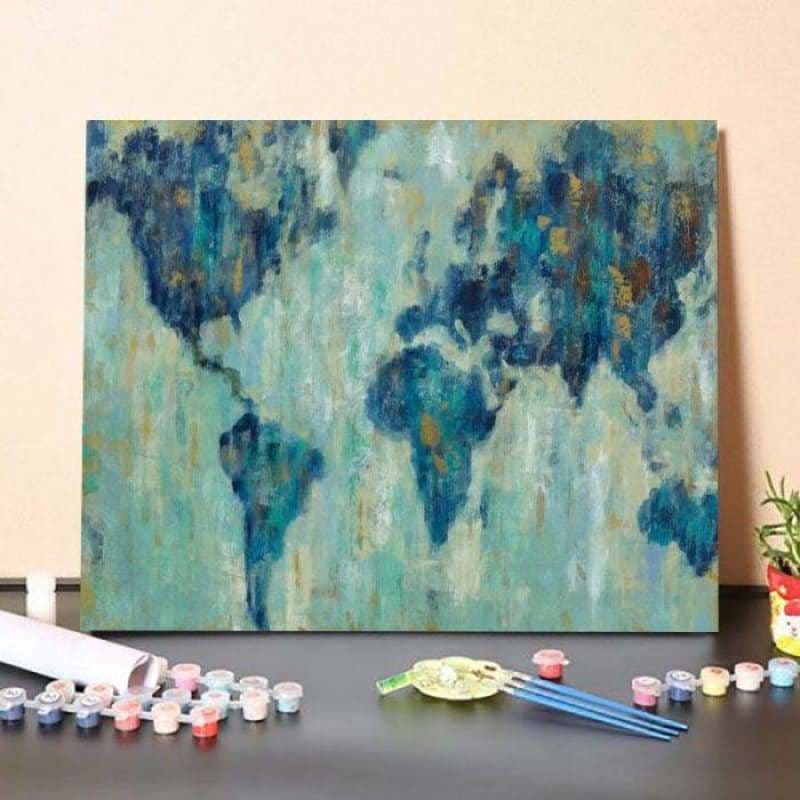 Map Of The World Paint By Numbers Kit Paint By Numbers Kits UK