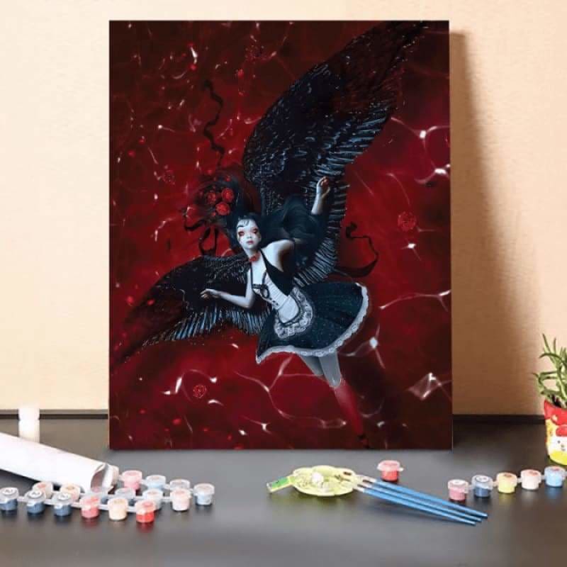 Paint by Numbers Kit-Black winged angel