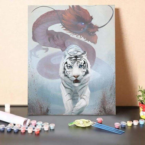 Paint by Numbers Kit-Dragon and Tiger