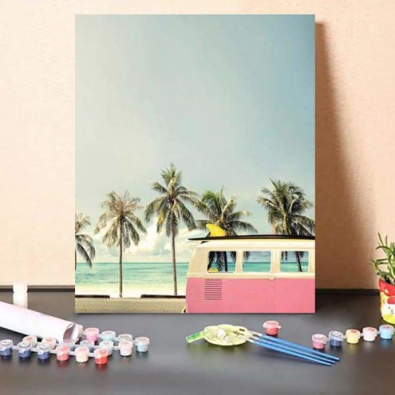 Paint By Numbers Kit Surf Bus Pink