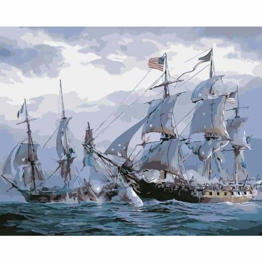 Boat Diy Paint By Numbers Kits WM-584 - NEEDLEWORK KITS