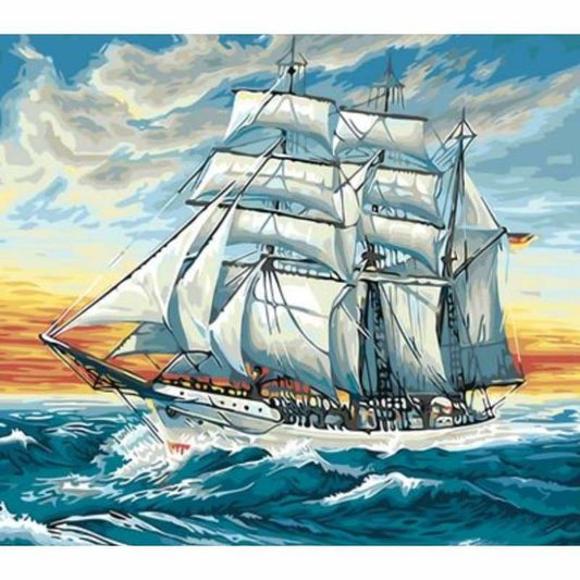 Boat Diy Paint By Numbers Kits ZXQ014 - NEEDLEWORK KITS