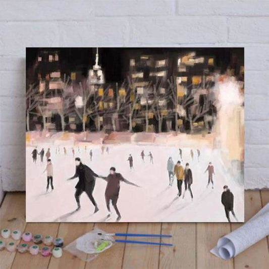 Bryant Park Ice Skaters New York at Night Paint By Numbers