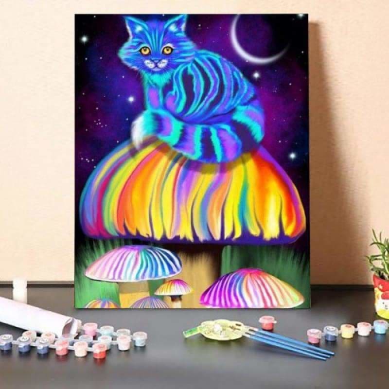 Cat on a Mushroom – Paint By Numbers Kit