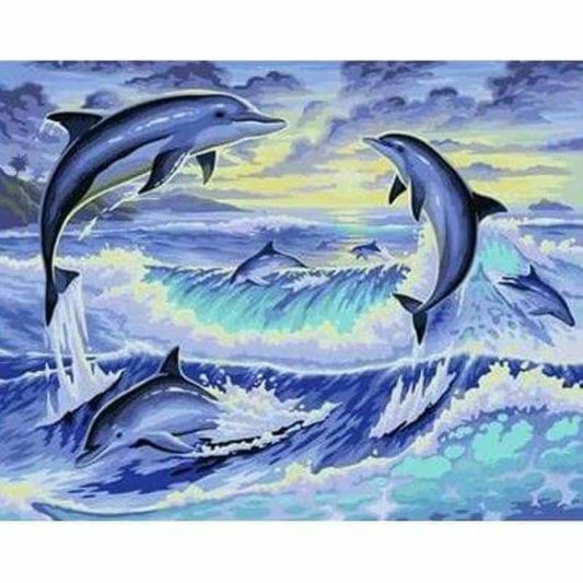 Dolphin Diy Paint By Numbers Kits PBN30246 - NEEDLEWORK KITS