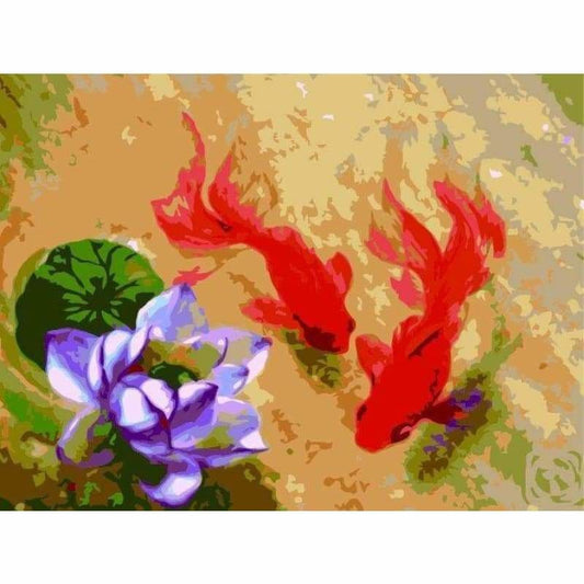 Fish Diy Paint By Numbers Kits ZXE478 - NEEDLEWORK KITS