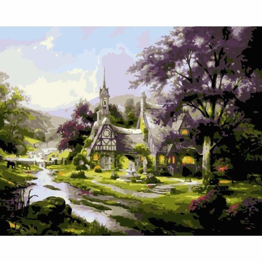 Landscape Cottage Diy Paint By Numbers Kits WM-1322 - NEEDLEWORK KITS