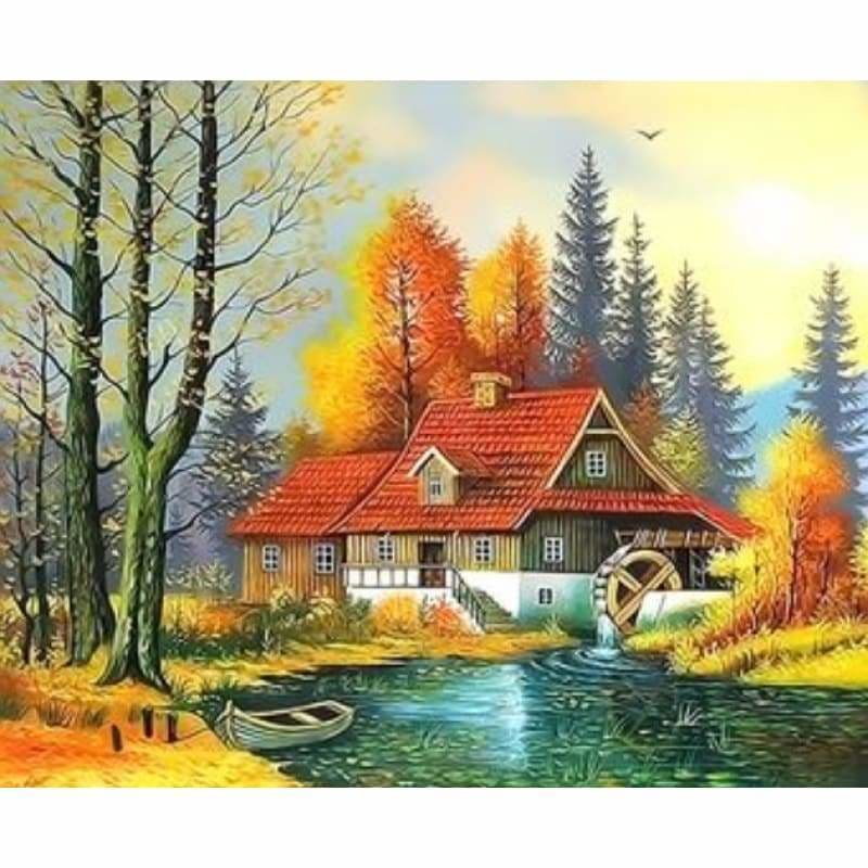 Landscape Cottage Diy Paint By Numbers Kits ZXQ2723 - NEEDLEWORK KITS