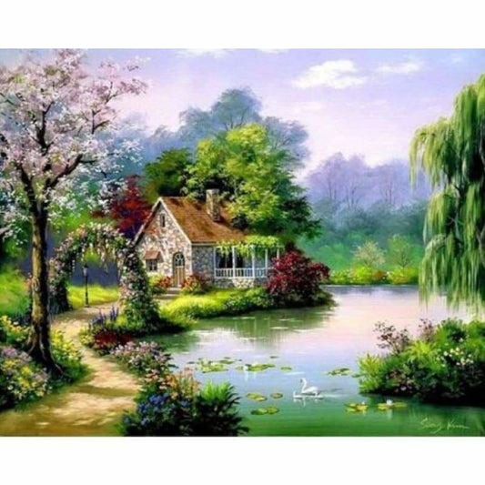 Landscape Cottage Diy Paint By Numbers Kits ZXQ2899-22 - NEEDLEWORK KITS