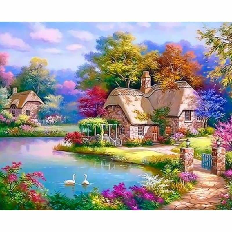 Landscape Cottage Diy Paint By Numbers Kits ZXQ3309 - NEEDLEWORK KITS
