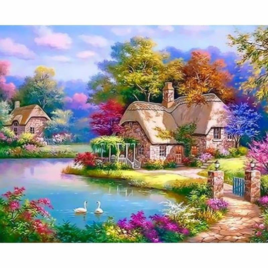 Landscape Cottage Diy Paint By Numbers Kits ZXQ3309 - NEEDLEWORK KITS