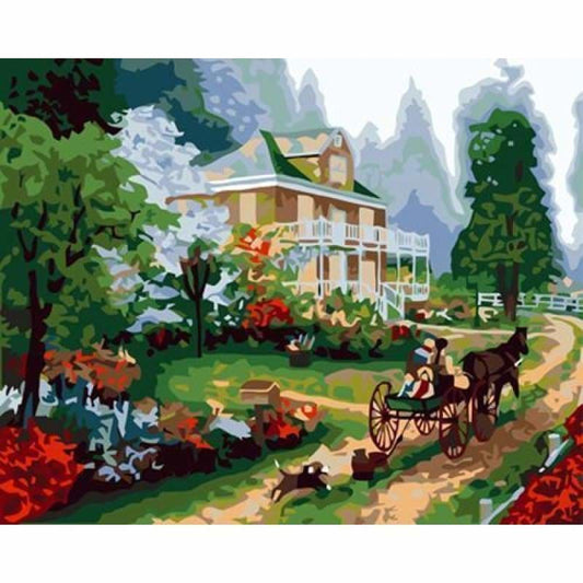 Landscape Cottage Diy Paint By Numbers Kits ZXZ-052 - NEEDLEWORK KITS