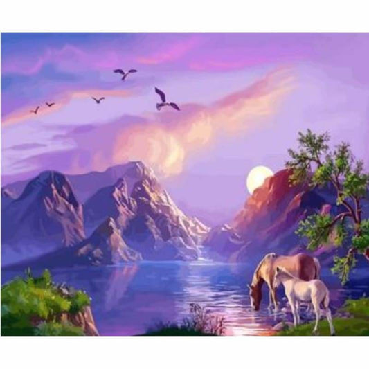 Landscape Mountain Lake Diy Paint By Numbers Kits ZXQ2765 - NEEDLEWORK KITS