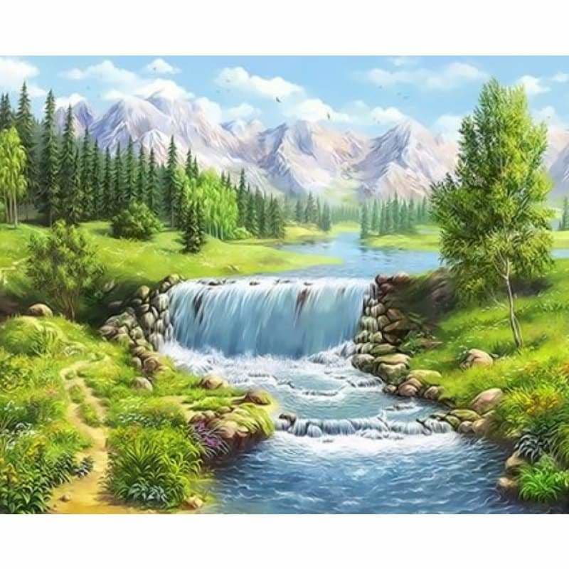Landscape Mountain Lake Diy Paint By Numbers Kits ZXQ3302 - NEEDLEWORK KITS