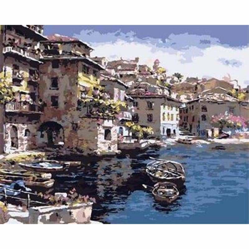 Landscape Seaside Town Diy Paint By Numbers Kits ZXB123 - NEEDLEWORK KITS