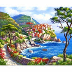 Landscape Seaside Town Diy Paint By Numbers Kits ZXQ3605 - NEEDLEWORK KITS