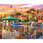 Landscape Seaside Town Diy Paint By Numbers Kits ZXQ3872 - NEEDLEWORK KITS