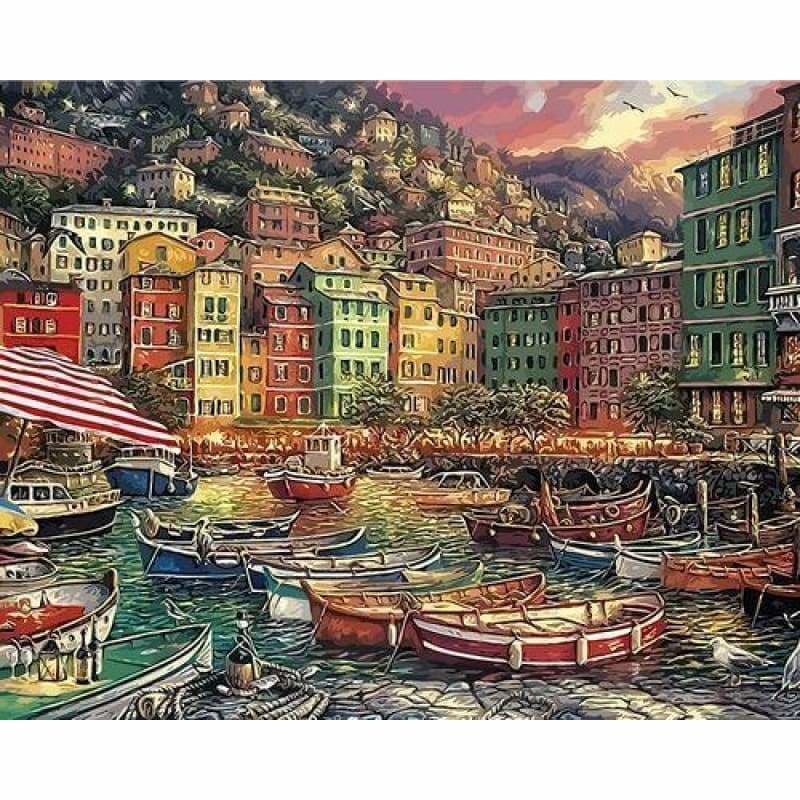 Landscape Seaside Town Diy Paint By Numbers Kits ZXQ3930 VM80035 - NEEDLEWORK KITS