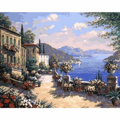 Landscape Seaside Town Diy Paint By Numbers Kits ZXQ613 - NEEDLEWORK KITS