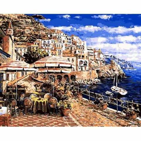 Landscape Seaside Town Diy Paint By Numbers Kits ZXQ628-23 - NEEDLEWORK KITS