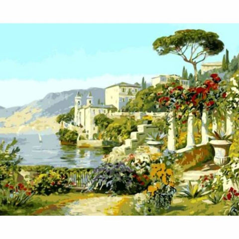 Landscape Seaside Town Diy Paint By Numbers Kits ZXQ631 - NEEDLEWORK KITS