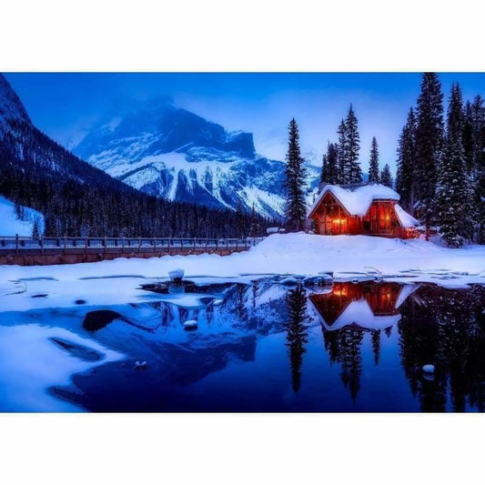 Landscape Snow Cottage Diy Paint By Numbers Kits PBN91516 - NEEDLEWORK KITS