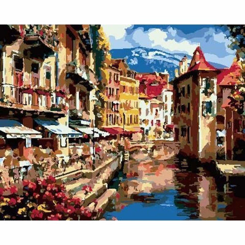 Landscape Town Diy Paint By Numbers Kits ZXB803 - NEEDLEWORK KITS