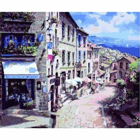 Landscape Town Street Diy Paint By Numbers ZXE370-33 - NEEDLEWORK KITS