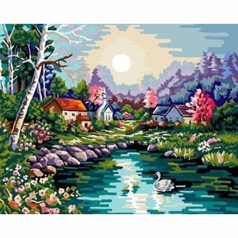 Landscape Village Paint By Numbers Kits ZXB06-30 - NEEDLEWORK KITS