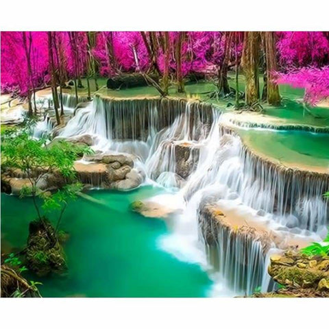 Landscape Waterfall Diy Paint By Numbers Kits ZXQ3722 - NEEDLEWORK KITS