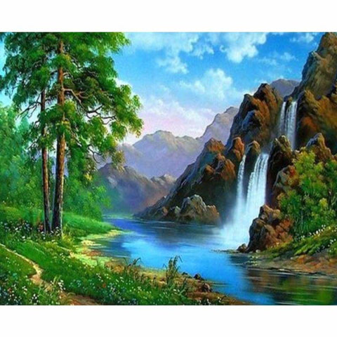 Landscape Waterfall Diy Paint By Numbers Kits ZXQ3734 - NEEDLEWORK KITS