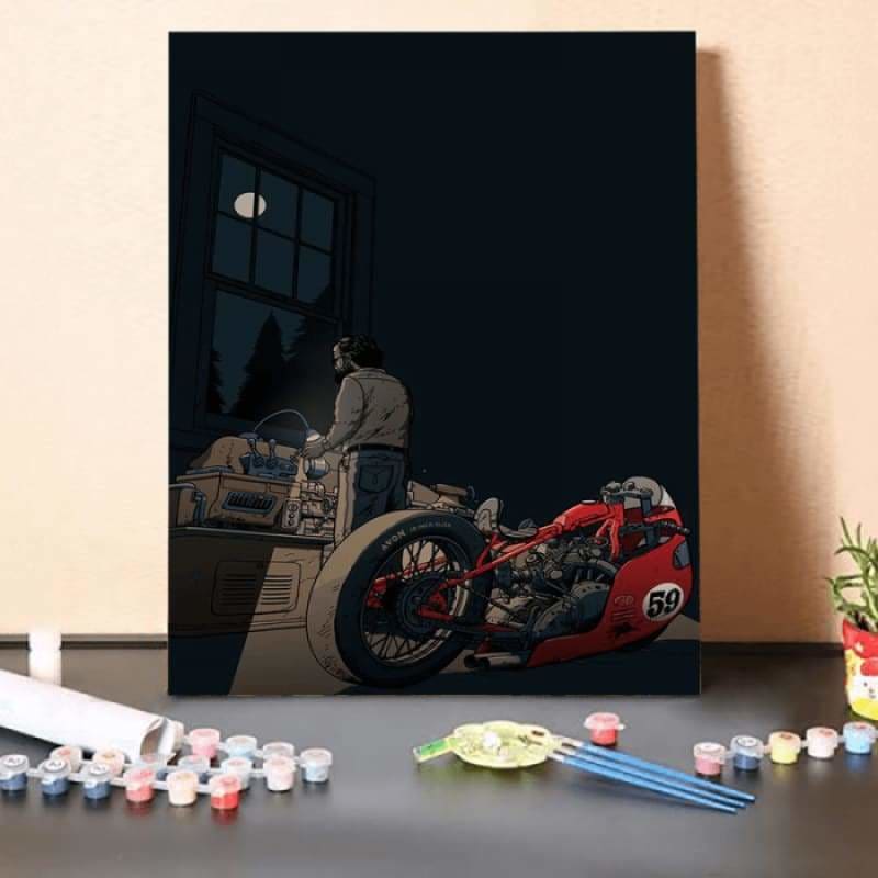 Paint by Numbers Kit-Adam Nickel Motorcycle Art