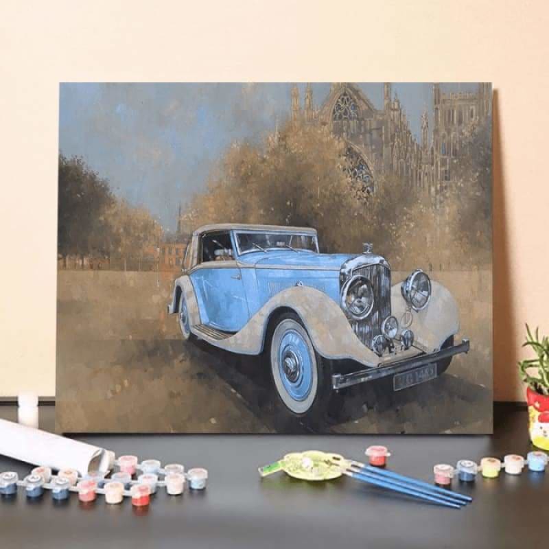 Paint by Numbers Kit-Blue Vintage Car