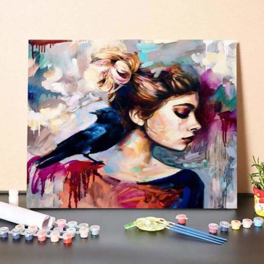 Paint by Numbers Kit-Crow Standing on Shoulder