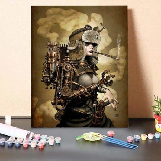 Paint by Numbers Kit-Mechanical Female Soldier