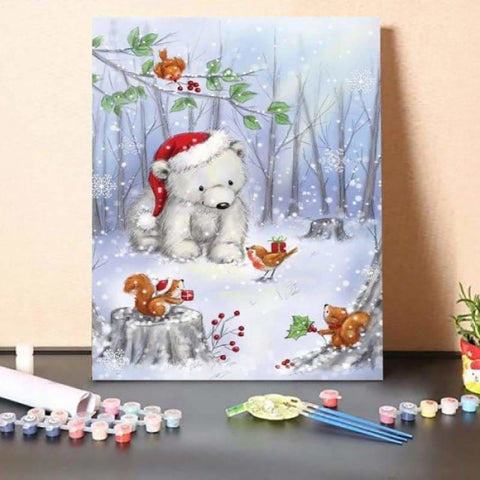 Paint by Numbers Kit-Polar Bear In Wood