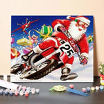 Paint By Numbers Kit-Santa Kicking Up Snow On Dirt Bike