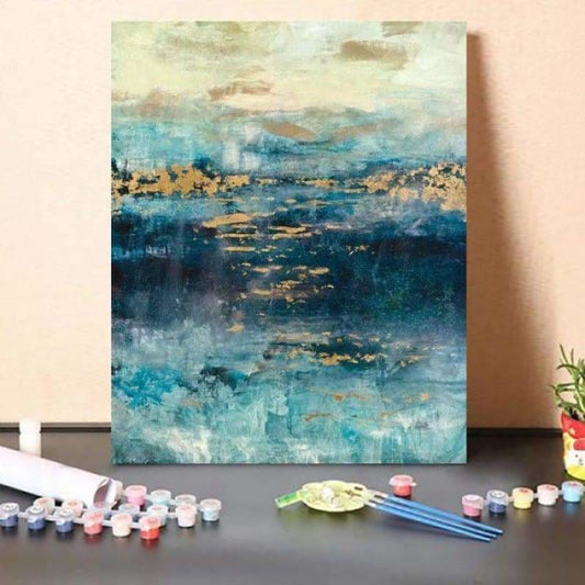 Paint By Numbers Kit Teal & Gold Scape