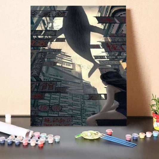 Paint by Numbers Kit-Whale in the Sky