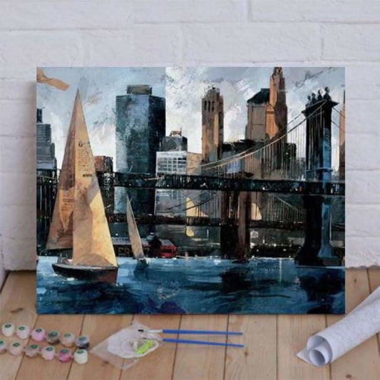 Sailboat In Manhattan II Paint By Numbers Kit