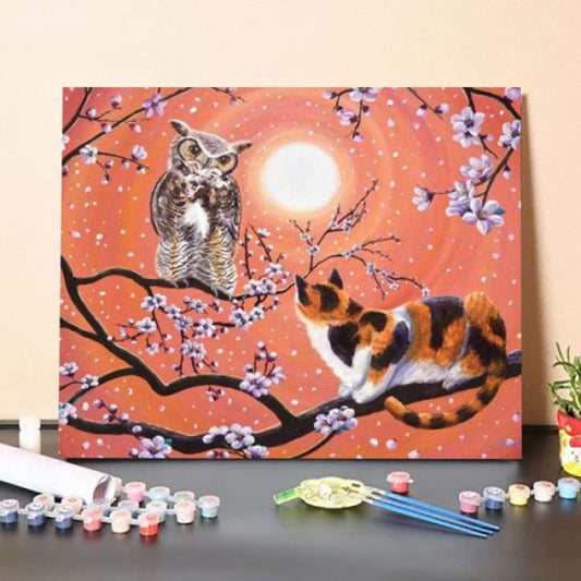 The Owl And The PussycatIn Peach Blossoms-Paint by Numbers